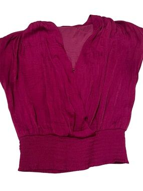 Women's Magenta V-Neck Draped Top